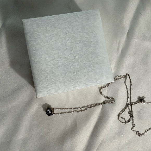 Pandora Silver and White Necklace with Circular Pendant - Picture 2 of 2